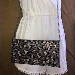 Sondra Roberts leather sequined clutch